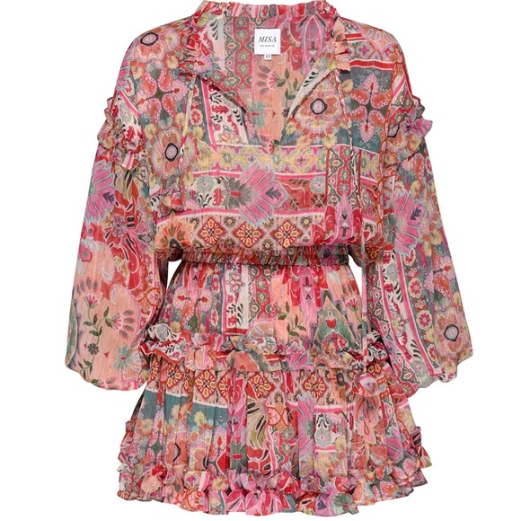 NWT  MISA Los Angeles Elena Dress In Palazzo Tile - Picture 7 of 7